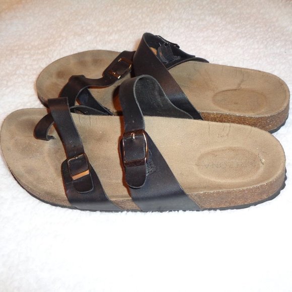 Arizona Fairhaven Womens Adjustable Strap Footbed Sandals Size 8 M Black - Picture 4 of 10